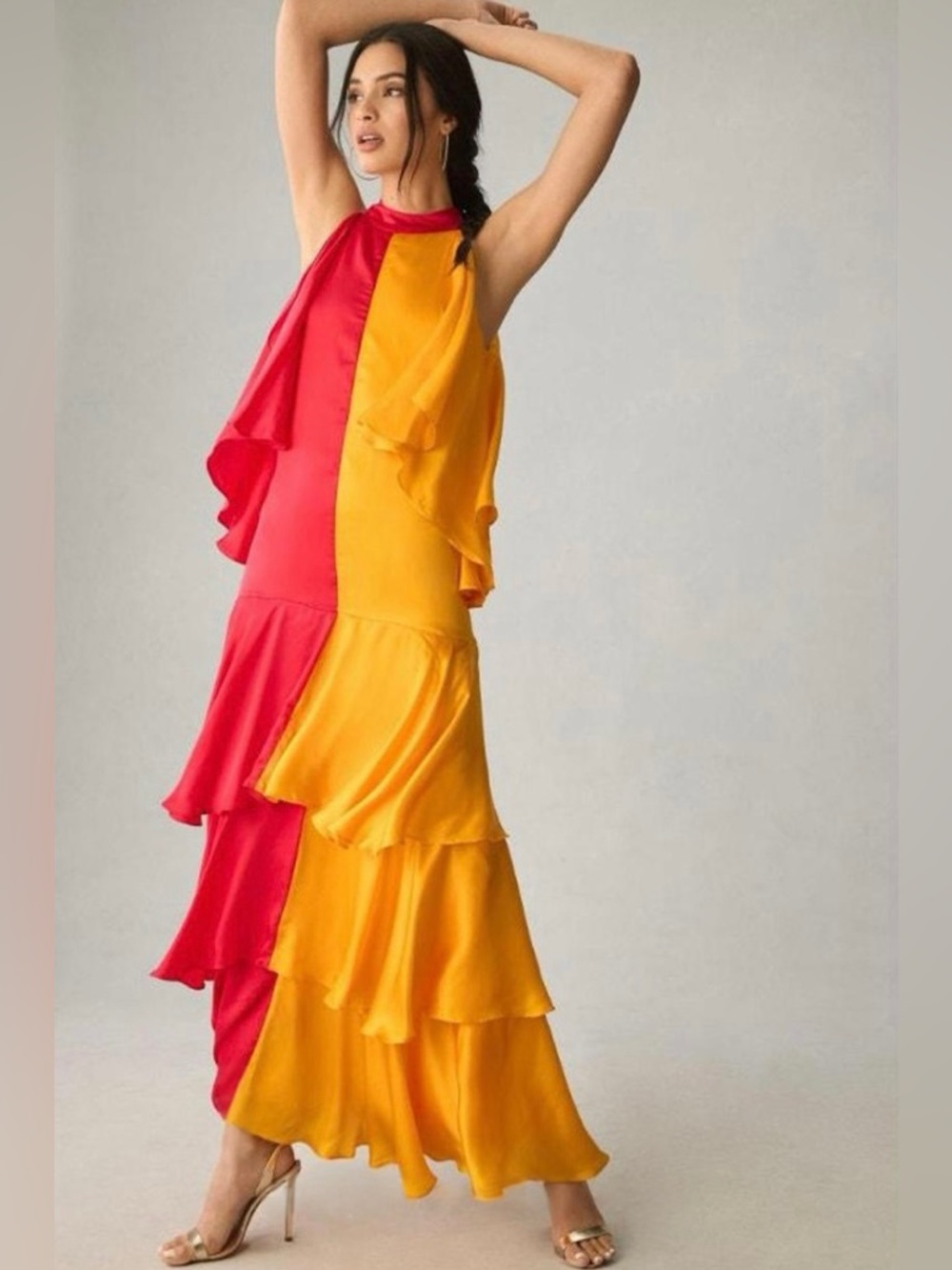 Anthropologie Pinnacle by Shruti Sancheti Colorblock Ruffle Maxi Dress Small